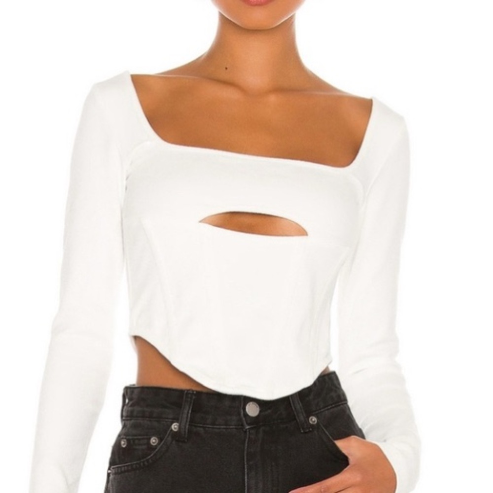 ATOIR White Structured Long-sleeved Crop Top - Size 6